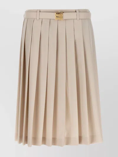 Miu Miu Waistband Skirt Pleated Midi Length In Neutral