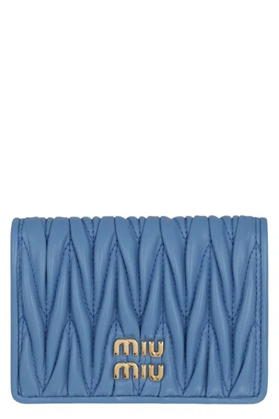 Miu Miu Wallet Made Of Leather With Logo In Blue
