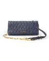 Miu Miu Wallet On Chain Embossed Blue In Gray