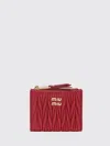 Miu Miu Small Quilted Nappa Wallet In Red