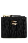 Miu Miu Quilted Leather Wallet Gold-tone Hardware In Black
