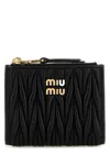 Miu Miu Quilted Leather Wallet Gold-tone Hardware In Black