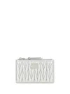 Miu Miu Logo-plaque Matelassé Wallet In Argento