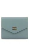 Miu Miu Snap Closure Small Leather Wallet In Blue