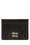 Miu Miu Quilted Black Lamb Leather Compact Wallet In Black