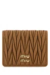 Miu Miu Camel Leather Wallet In Brown