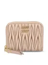 Miu Miu Leather Coin Purse Featuring Quilted Design In Neutral