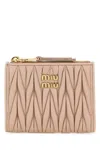 Miu Miu Powder Pink Leather Wallet In Neutral