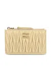 Miu Miu Zipper Card Bag In Soybean