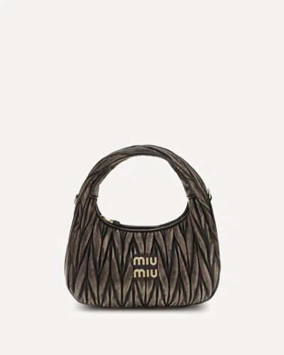 Miu Miu Wander Bag In Quilted Leather In Brown