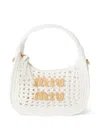 Miu Miu Wander Small Leather-trimmed Shoulder Bag In White