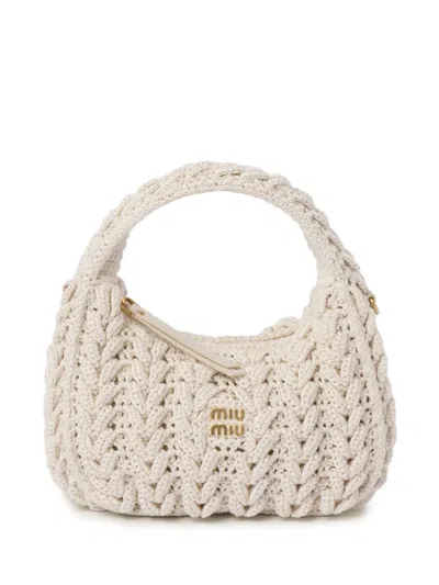 Miu Miu Wander Crochet Tote Bag In Neutrals