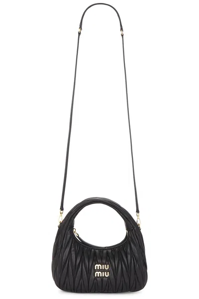 Miu Miu Wander Hobo Bag In Black