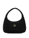Miu Miu Medium Wander Quilted Leather Hobo Bag In Black  