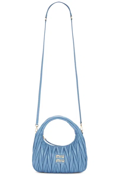 Miu Miu Wander Hobo Bag In Blue