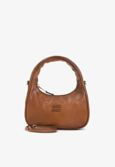 Miu Miu Wander Hobo Bag In Brown