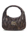 Miu Miu Wander Hobo Bag In Matelassé Nappa In Brown