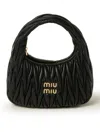 Miu Miu Wander Hobo Bag In Quilted Nappa In Black