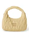 Miu Miu Wander Hobo Bag In Quilted Nappa In Nude & Neutrals