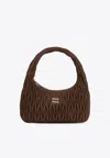 Miu Miu Quilted Suede Handbag With Spacious Interior