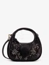 Miu Miu Wander Leather Mini Crossbody Bag With Embroidery In Black