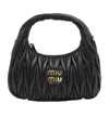 Miu Miu Wander Matelassè Nappa Leather Mini Hobo Bag In Black