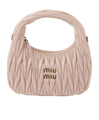 Miu Miu Wander Matelassé Nappa Leather Hobo Bag In Nude
