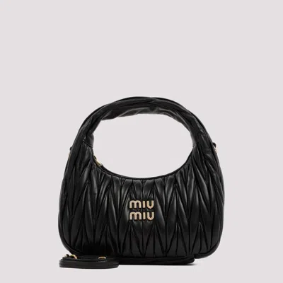 Miu Miu Wander Matelassé Hobo Bag In Black