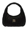 Miu Miu Medium Wander Quilted Leather Hobo Bag In Black