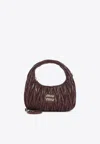 Miu Miu Wander Matelassé Leather Hobo Bag In Burgundy