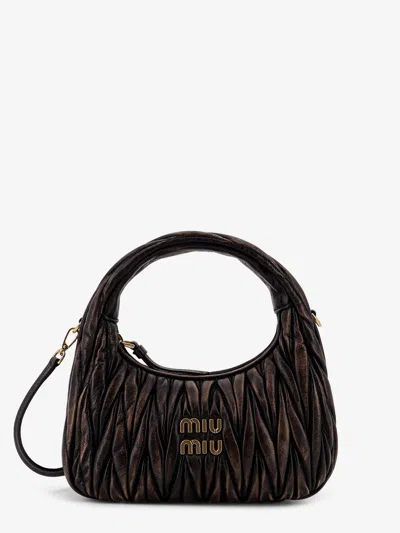 Miu Miu Wander Matelassé Leather Shoulder Bag In Brown