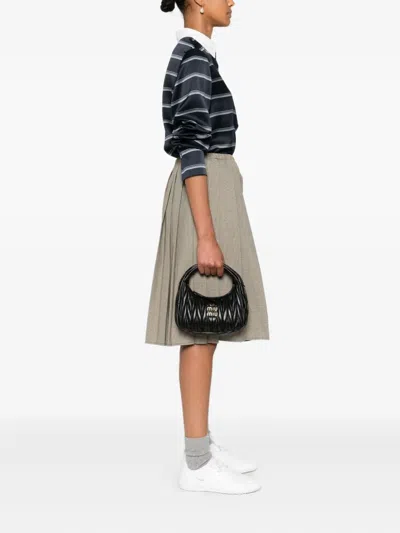 Miu Miu Wander Matelassé Leather Tote Bag In Black