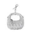 Miu Miu Wander Matelassé Nappa Leather Micro Hobo Bag In Silver