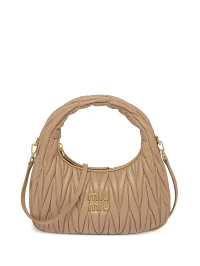 Miu Miu Wander Matelassé Mini Bag In Beige