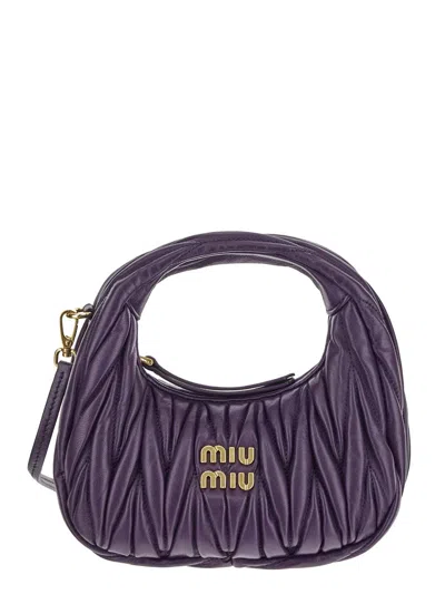 Miu Miu Wander Matelassè Mini Hobo Bag In Purple