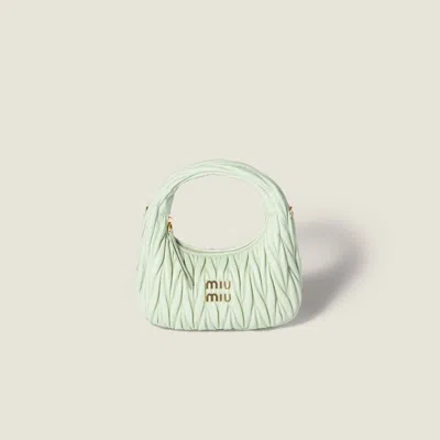 Miu Miu Wander Matelassé Nappa Leather Hobo Bag In Blue
