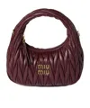 Miu Miu Wander Matelassé Nappa Leather Hobo Bag In Burgundy