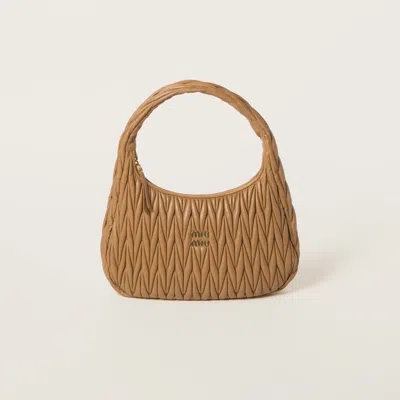 Miu Miu Wander Matelassé Nappa Leather Hobo Bag In Brown