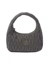 Miu Miu Wander Matelassé Nappa Leather Hobo Bag In Marmo