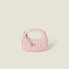 Miu Miu Wander Matelassé Nappa Leather Hobo Mini-bag In Alabaster Pink