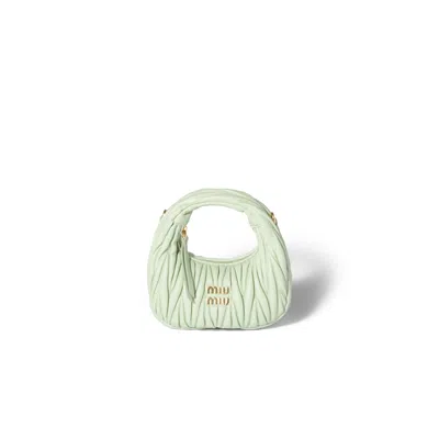 Miu Miu Wander Matelassé Nappa Leather Hobo Mini-bag In Blue