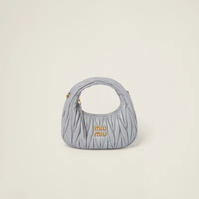 Miu Miu Wander Matelassé Nappa Leather Hobo Bag In Pearl Gray