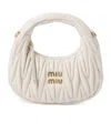 Miu Miu Wander Matelassé Nappa Leather Hobo Mini-bag In White