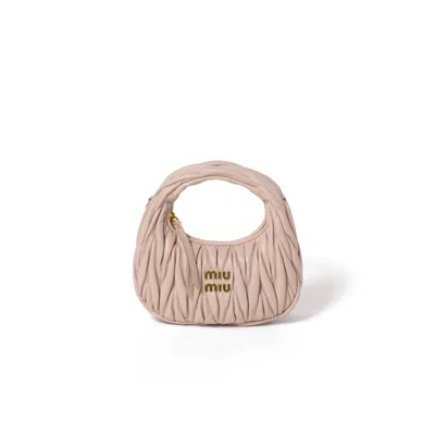 Miu Miu Wander Matelassé Nappa Leather Hobo Mini-bag In Pink