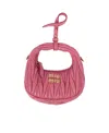 Miu Miu Wander Matelassé Nappa Leather Micro Hobo Bag In Pink