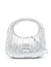 Miu Miu Wander Matelassé Nappa Leather Hobo Mini-bag In Metallic