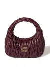 Miu Miu Wander Matelassé Nappa Leather Hobo Bag In Red