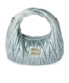Miu Miu Wander Matelassé Satin Mini-bag In Blue
