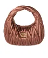 Miu Miu Wander Matelassé Satin Mini-bag In Brown