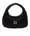 Miu Miu Wander Mini Hobo Bag In Quilted Nappa In Black